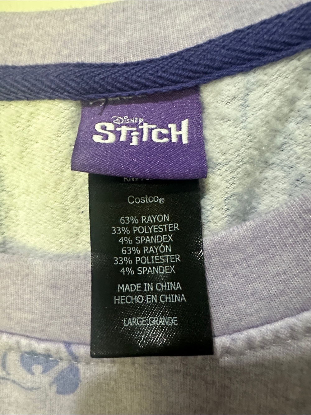 Disney Lavender & Navy Stitch Print Pajama Top - Picture 3 of 3